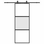 Sliding Door with Hardware Set Black 76x205 cm Tempered Glass