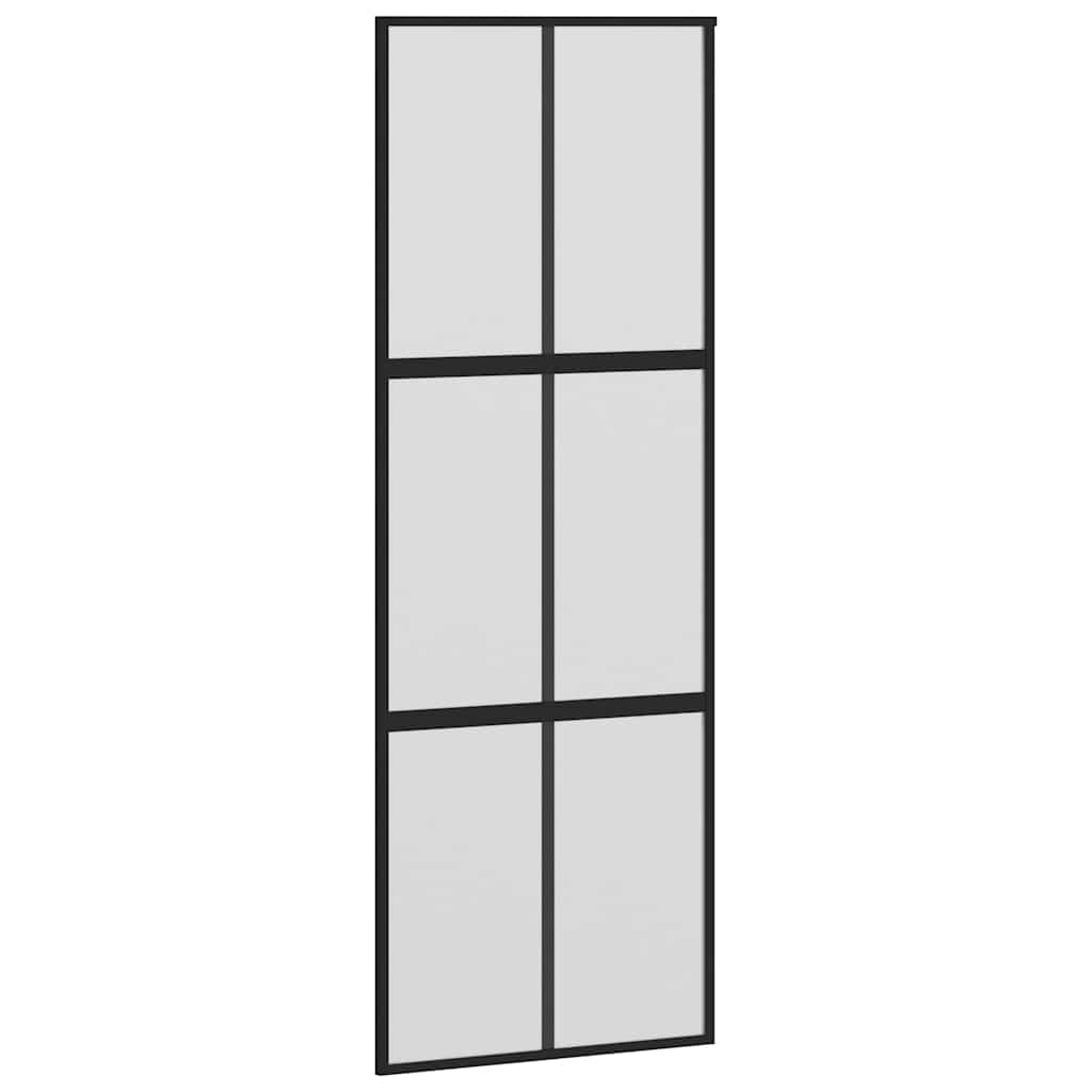 Sliding Door with Hardware Set Black 90x205 cm Tempered Glass