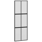 Sliding Door with Hardware Set Black 90x205 cm Tempered Glass