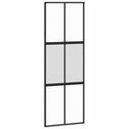 Sliding Door with Hardware Set Black 76x205 cm Tempered Glass