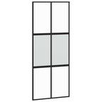 Sliding Door with Hardware Set Black 90x205 cm Tempered Glass
