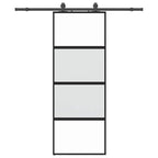 Sliding Door with Hardware Set Black 76x205 cm Tempered Glass