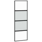 Sliding Door with Hardware Set Black 76x205 cm Tempered Glass