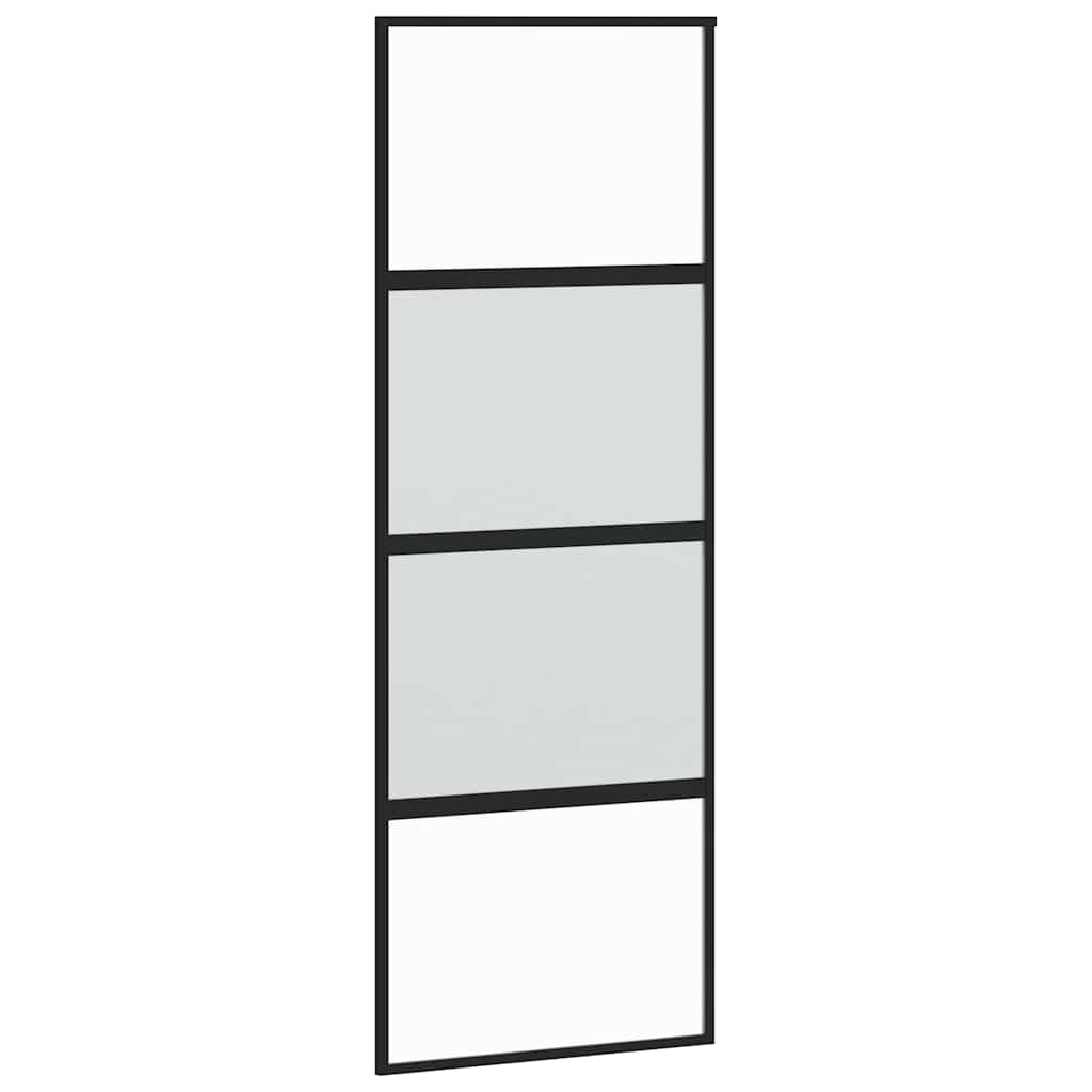 Sliding Door with Hardware Set Black 76x205 cm Tempered Glass
