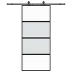 Sliding Door with Hardware Set Black 90x205 cm Tempered Glass