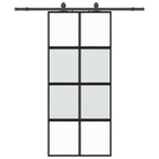Sliding Door with Hardware Set Black 90x205 cm Tempered Glass
