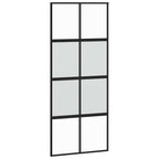 Sliding Door with Hardware Set Black 90x205 cm Tempered Glass