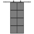Sliding Door with Hardware Set Black 90x205 cm Tempered Glass