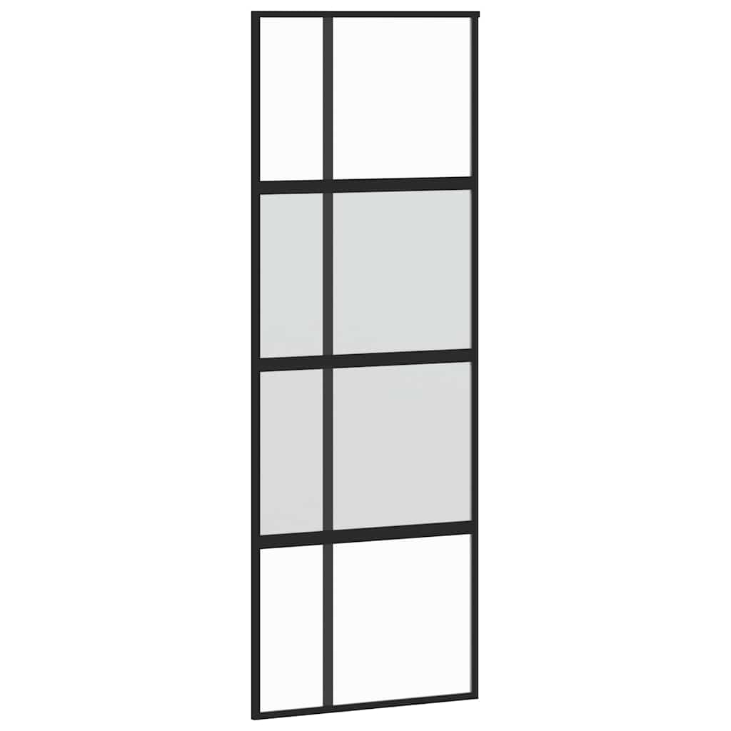 Sliding Door with Hardware Set Black 76x205 cm Tempered Glass