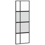 Sliding Door with Hardware Set Black 76x205 cm Tempered Glass