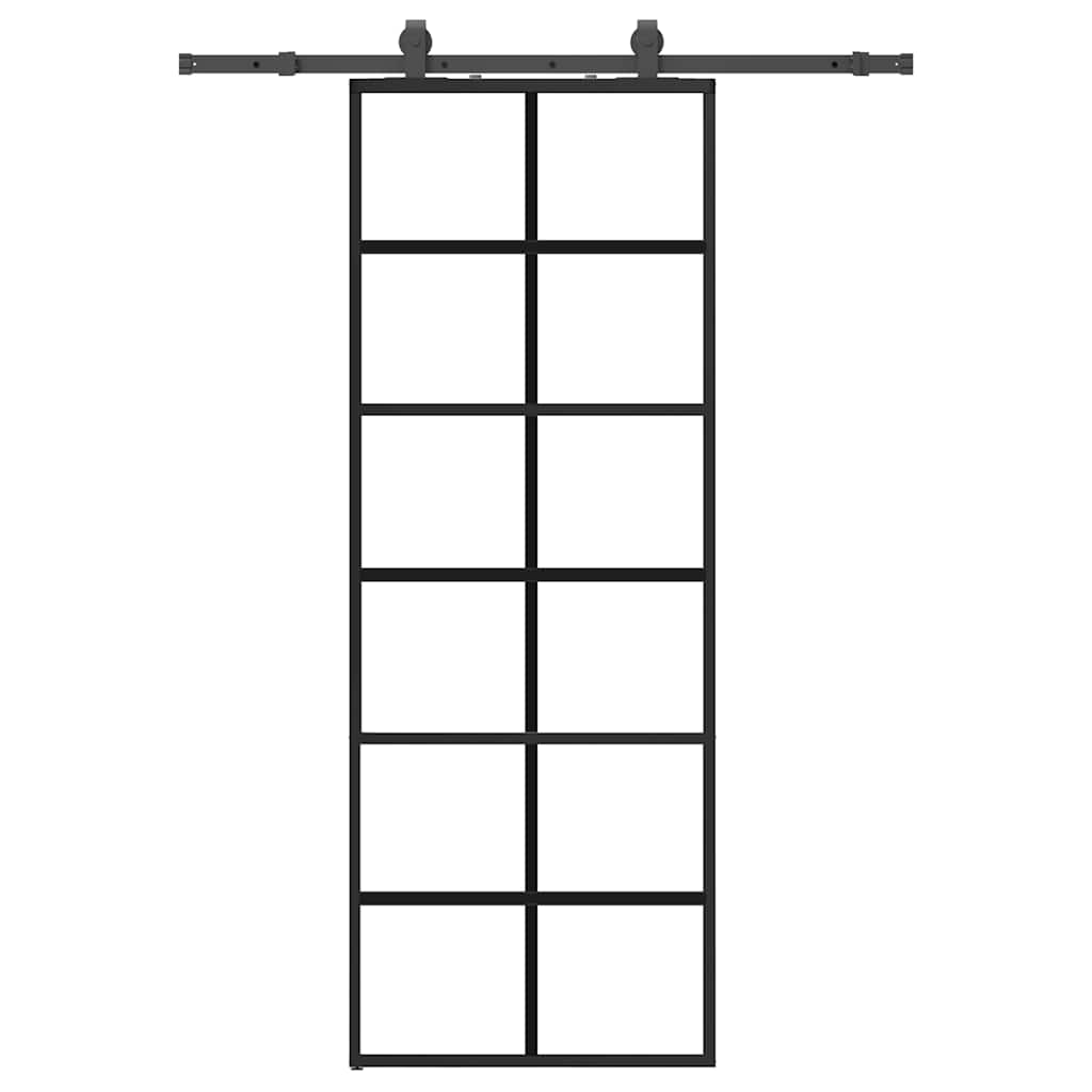 Sliding Door with Hardware Set Black 76x205 cm ESG Glass