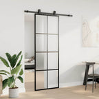 Sliding Door with Hardware Set Black 76x205 cm ESG Glass