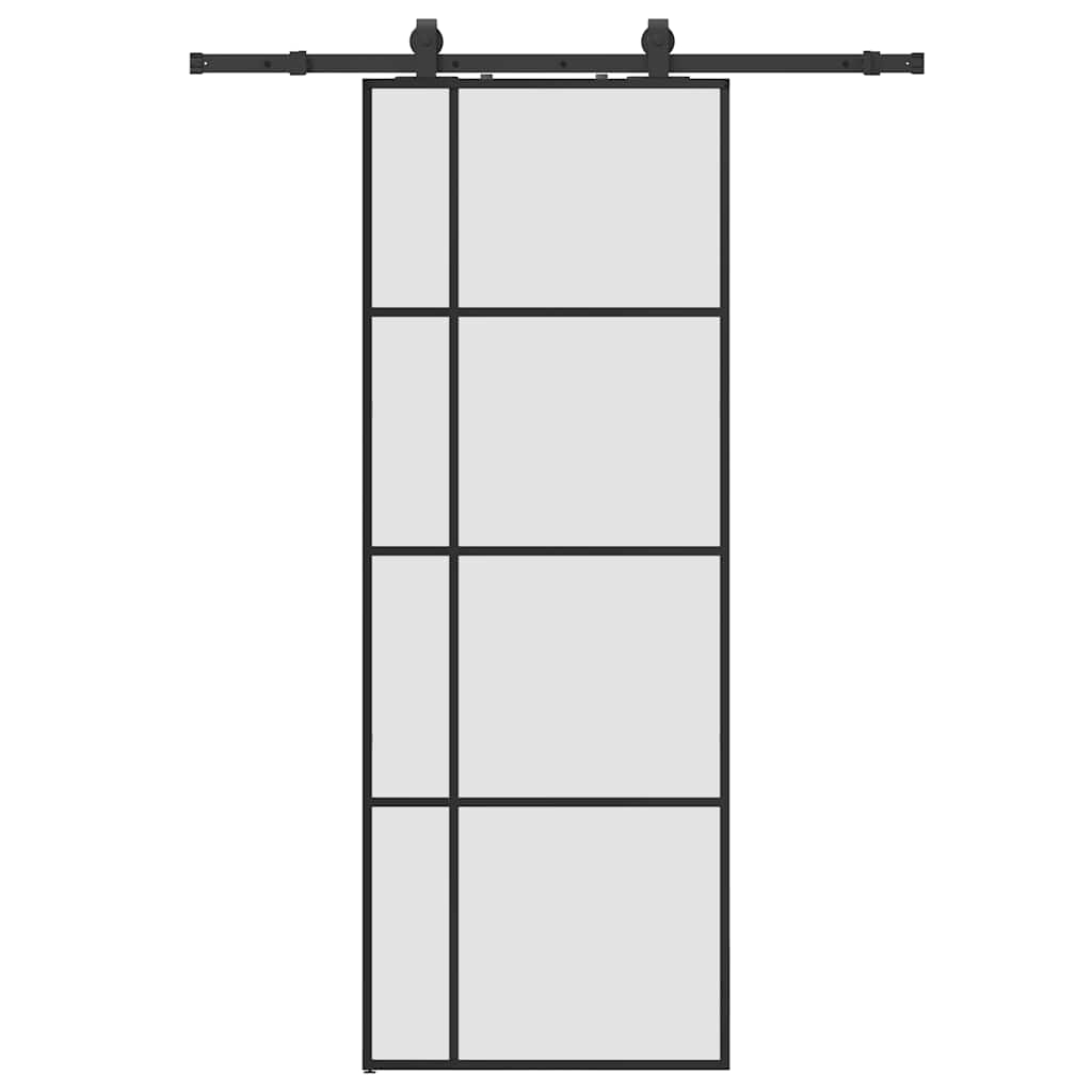 Sliding Door with Hardware Set Black 76x205 cm ESG Glass