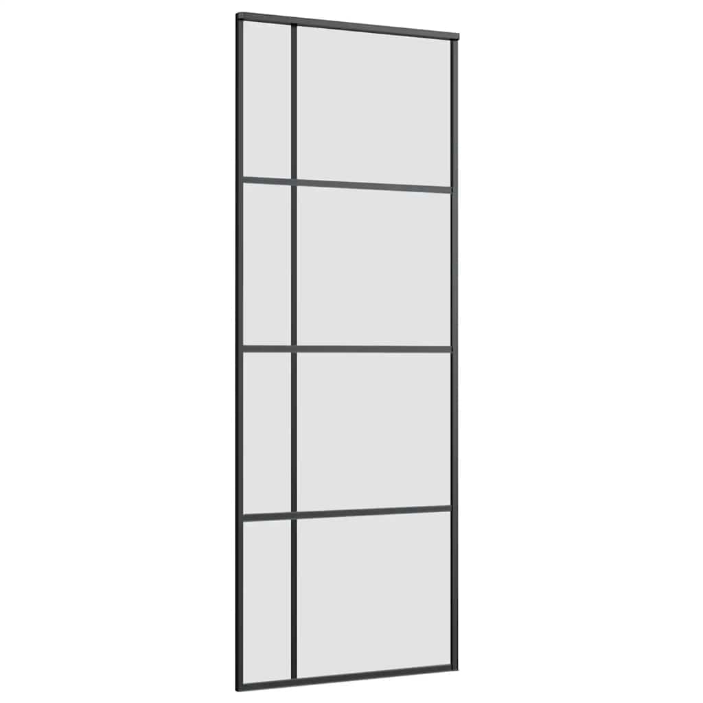 Sliding Door with Hardware Set Black 76x205 cm ESG Glass