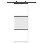 Sliding Door with Hardware Set Black 76x205 cm Tempered Glass
