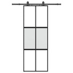 Sliding Door with Hardware Set Black 76x205 cm Tempered Glass