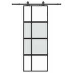 Sliding Door with Hardware Set Black 76x205 cm Tempered Glass