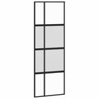 Sliding Door with Hardware Set Black 76x205 cm Tempered Glass