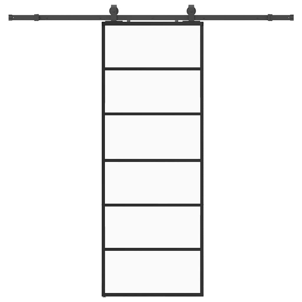 Sliding Door with Hardware Set Black 76x205 cm ESG Glass
