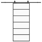 Sliding Door with Hardware Set Black 90x205 cm ESG Glass