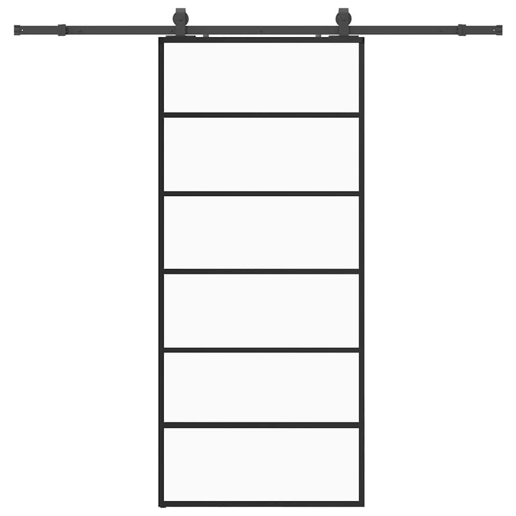 Sliding Door with Hardware Set Black 90x205 cm ESG Glass