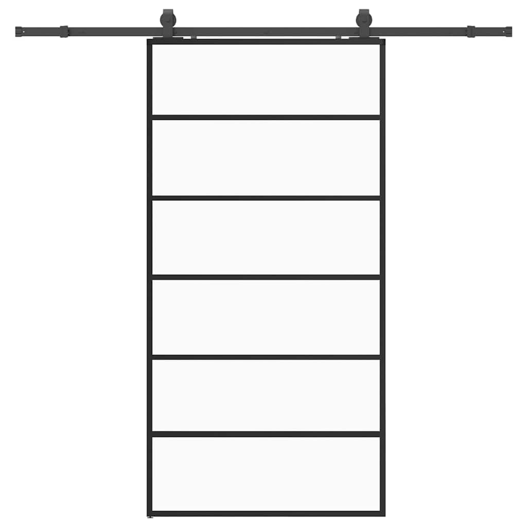 Sliding Door with Hardware Set Black 102x205 cm ESG Glass