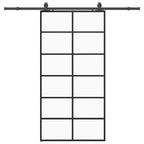 Sliding Door with Hardware Set Black 90x205 cm ESG Glass