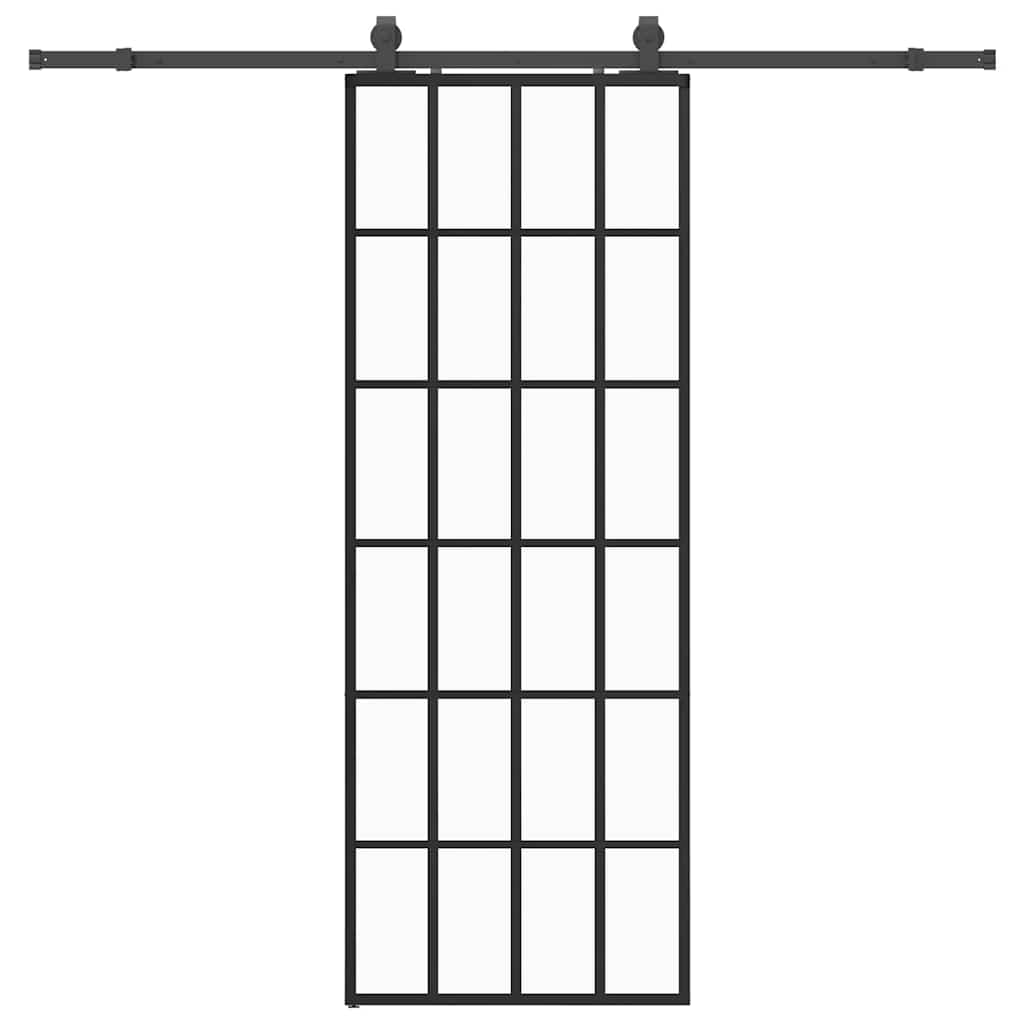 Sliding Door with Hardware Set Black 76x205 cm ESG Glass