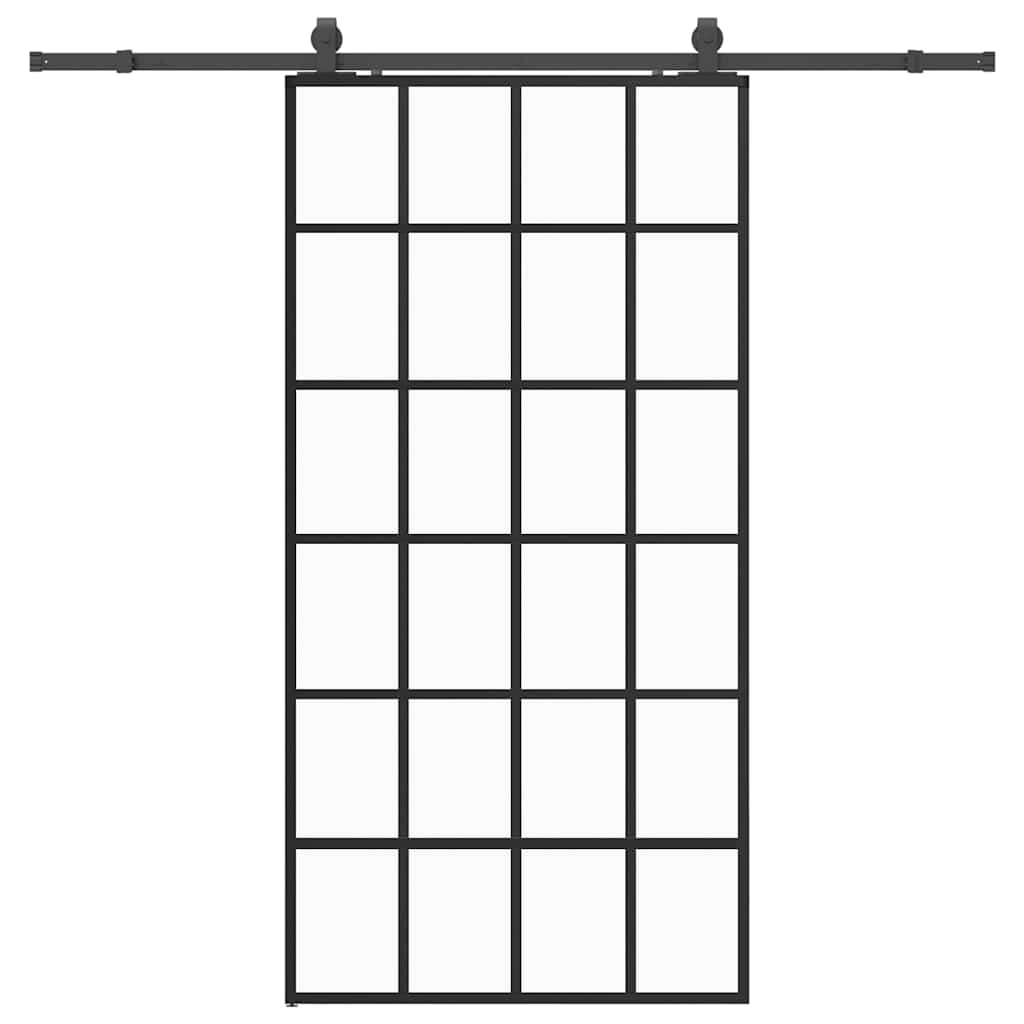 Sliding Door with Hardware Set Black 102x205 cm ESG Glass