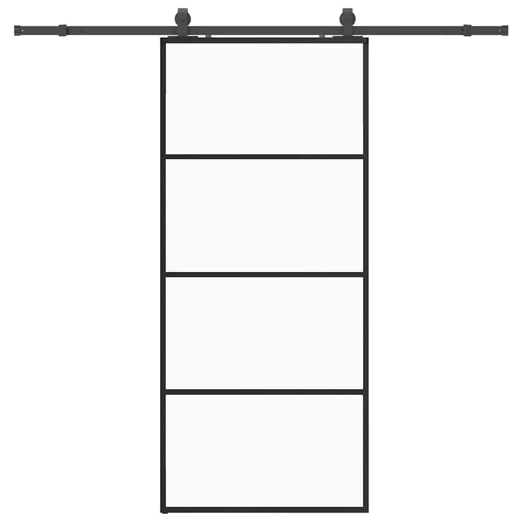 Sliding Door with Hardware Set Black 90x205 cm ESG Glass