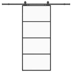 Sliding Door with Hardware Set Black 90x205 cm ESG Glass