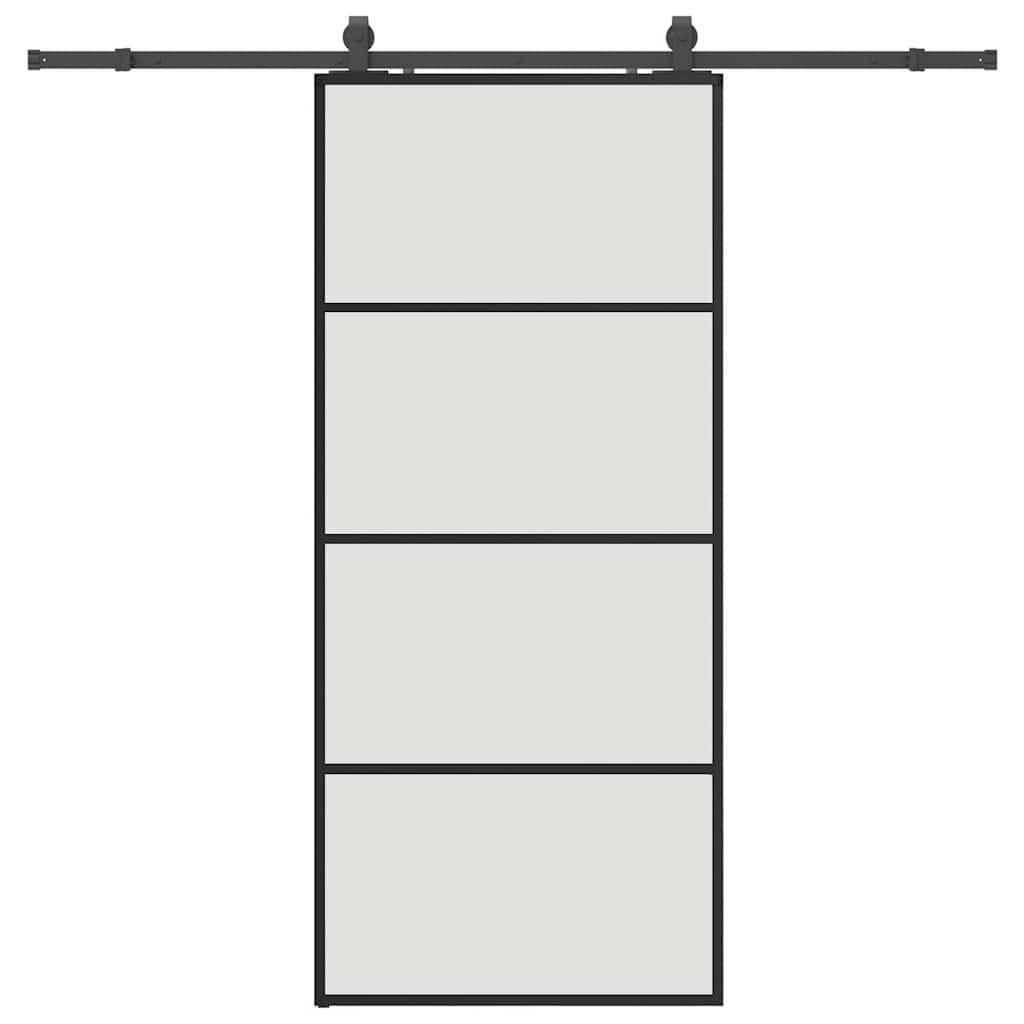 Sliding Door with Hardware Set Black 90x205 cm ESG Glass