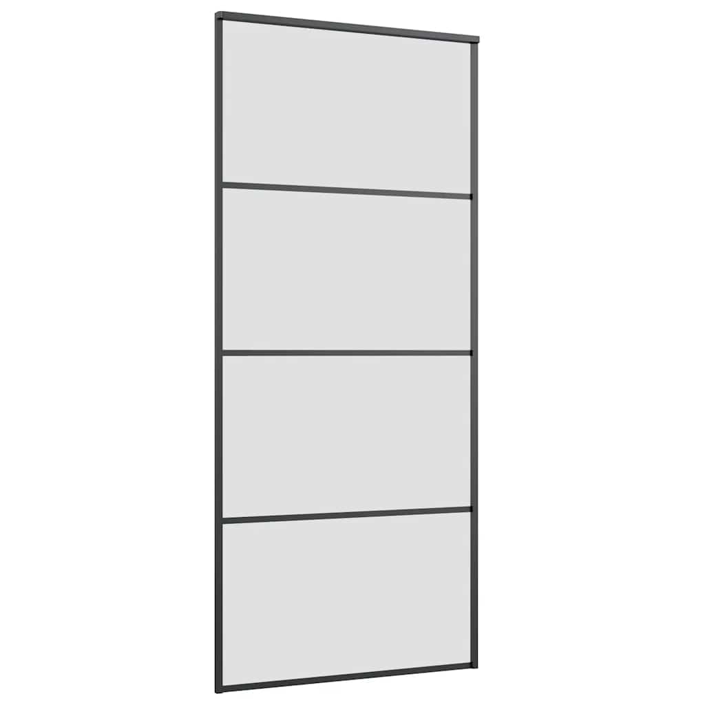 Sliding Door with Hardware Set Black 90x205 cm ESG Glass