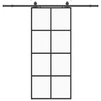 Sliding Door with Hardware Set Black 90x205 cm ESG Glass