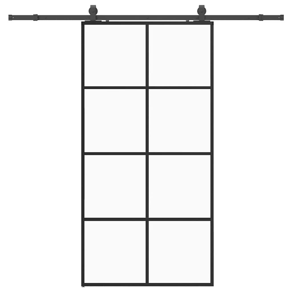 Sliding Door with Hardware Set Black 102.5x205 cm ESG Glass