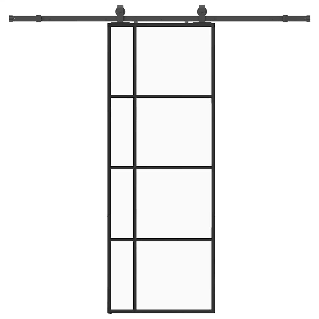 Sliding Door with Hardware Set Black 76x205 cm ESG Glass