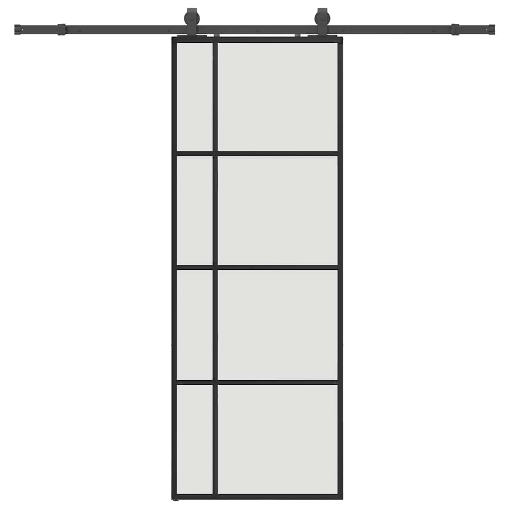 Sliding Door with Hardware Set Black 76x205 cm ESG Glass