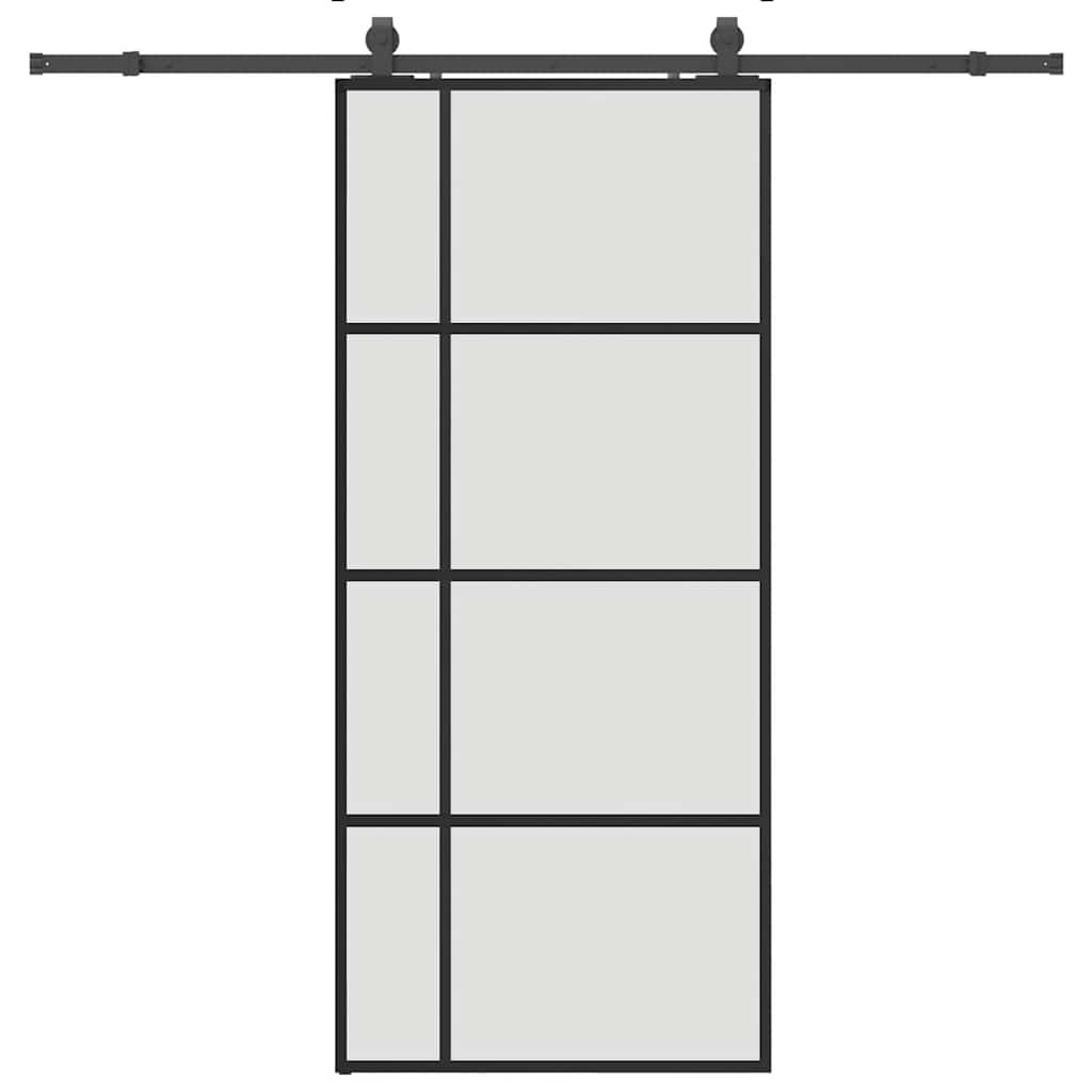 Sliding Door with Hardware Set Black 90x205 cm ESG Glass