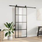 Sliding Door with Hardware Set Black 90x205 cm ESG Glass