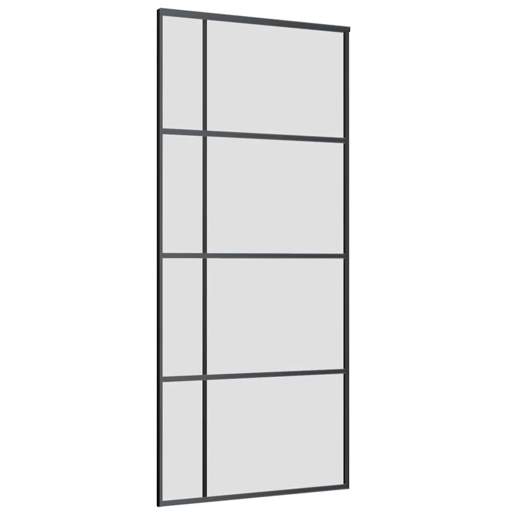 Sliding Door with Hardware Set Black 90x205 cm ESG Glass