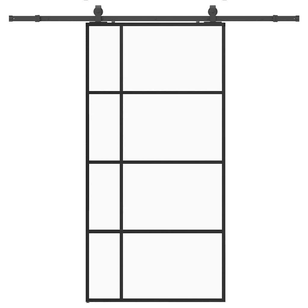 Sliding Door with Hardware Set Black 102.5x205 cm ESG Glass