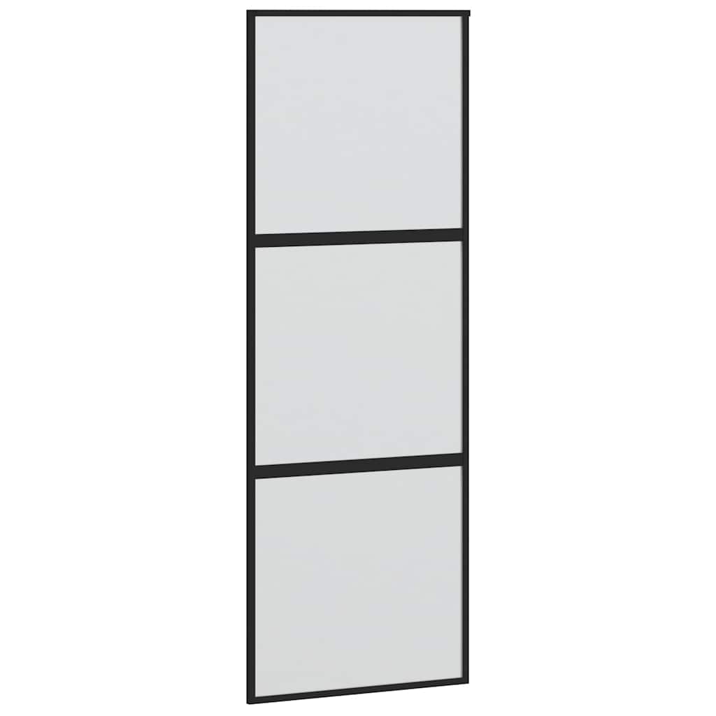 Sliding Door with Hardware Set Black 76x205 cm Tempered Glass