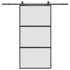 Sliding Door with Hardware Set Black 102.5x205 cm Tempered Glass