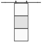 Sliding Door with Hardware Set Black 76x205 cm Tempered Glass