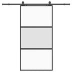 Sliding Door with Hardware Set Black 102.5x205 cm Tempered Glass