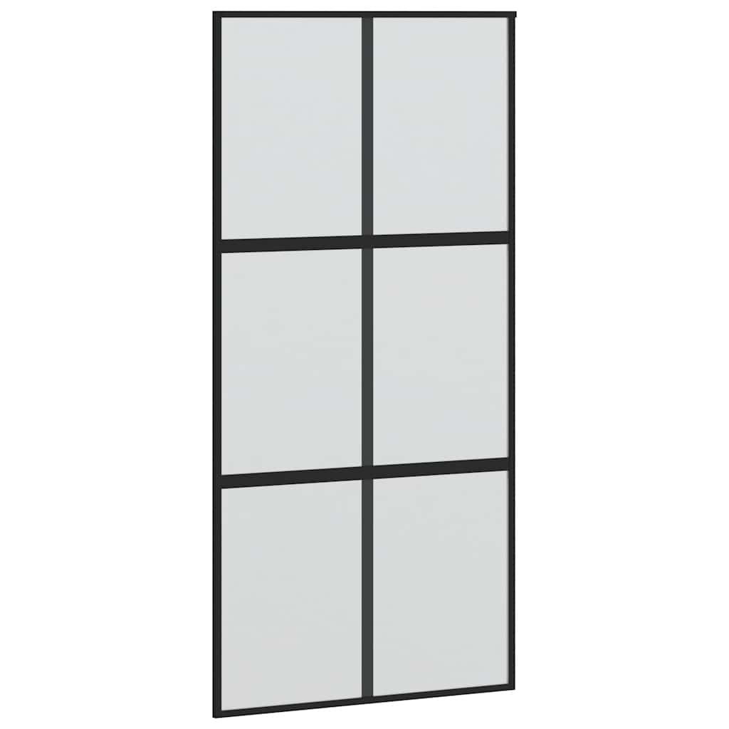 Sliding Door with Hardware Set Black 102.5x205 cm Tempered Glass