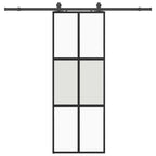 Sliding Door with Hardware Set Black 76x205 cm Tempered Glass