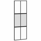Sliding Door with Hardware Set Black 76x205 cm Tempered Glass