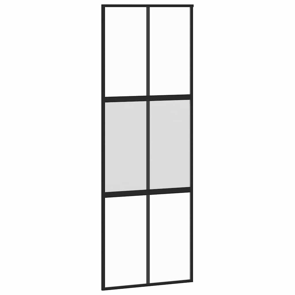 Sliding Door with Hardware Set Black 76x205 cm Tempered Glass