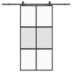 Sliding Door with Hardware Set Black 102.5x205 cm Tempered Glass
